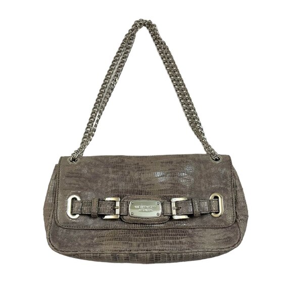 Michael Kors Vintage- Soft Suede Like - Snake / Animal Print Bag- Gray- EC - Picture 1 of 13
